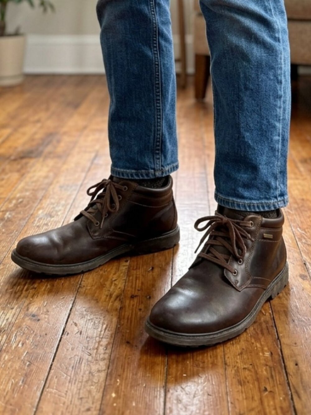Rockport Leather Rugged Bucks Waterproof Brown Boots